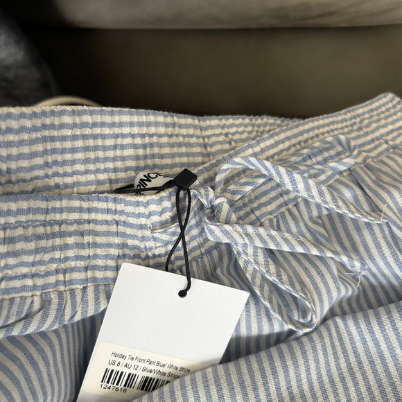 Princess Polly Holiday Tie Front Pant White/Blue Stripe - Picture 4 of 5